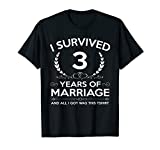 3rd Wedding Anniversary Gifts Couples Husband Wife 3 Years T-Shirt