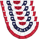 USA Pleated Fan Flag American US Bunting Flag Patriotic Half Fan Banner Flag with Canvas Header and Brass Grommets for 4th of July Memorial Day Party Outdoor Decoration (5, 1.5x3 Feet)