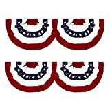 Flaglink 1.5x3Ft American Pleated Fan Flag Width Approx 90cm - US Patriotic Half Fan Bunting Flag 4 PACK