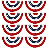 EBaokuup 1.5x3Ft USA Patriotic Pleated Fan Flag - 8PCS American US Flag Bunting Banner Patriotic Bunting Flag Stars and Stripes Flag Bunting for Memorial Day The 4th of July and Labour Day