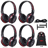 SIMOLIO 4 Pack of Vehicle IR Headphones, Wireless Car Headphones Durable and Flexible for Kids, Wireless Infrared Headphones with AUX Cable, 2 Channel DVD Headphone Not Work on 2017+ GM's or Pacifica