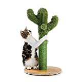 Made4Pets Cat Scratching Post, Cactus Cat Scratcher Kitten Scratching Post with Natural Sisal Rope for Indoor Cats Claw Scratcher, Vertical Green Cat Tree with Dangling Balls for Small Cats Kittens