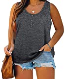 Plus Size Tank Tops for Women Summer Sleeveless Henley T-Shirts Tops Casual Button Down Tunics Shirts