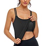Hibelle Workout Clothes for Women, Strappy Sports Bra Yoga Running Fitness Tank Tops Summer Gym Shirts Muscle Tanks Sport Clotheing Plus Size Active Athletic Wear Black XX-Large