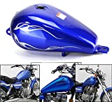 OUMURS 3.4 Gallons Fuel Gas Tank Motorcycle Flame Blue Replacement Gas Tank For Honda CMX 250 250C Rebel 1985-2016