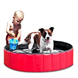 NACOCO Foldable Dog Pool Large Dog PVC Swimming Pool Cat Hard Plastic Water Pool Pet Outdoor Collapsible Swimming Pond in Summer for Dogs and Kids(Red,M)