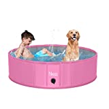 NHILES Portable Pet Dog Pool, 47" Collapsible Bathing Tub, Indoor & Outdoor Foldable Leakproof Cat Dog Pet SPA for Dogs and Cats