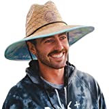 Straw Beach Hat Sun Hat with Tie Dye | Classic Wide Brim Mens/Womens Straw Hat- Handmade Lifeguard Waterman Pierside Outsider UV Panama