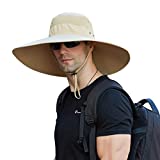Leotruny Super Wide Brim Bucket Hat UPF50+ Waterproof Sun Hat for Fishing Hiking Camping (C03-Khaki)