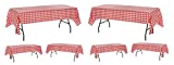 Pack of 6 Plastic Red and White Checkered Tablecloths - 6 Pack - Picnic Table Covers by Oojami