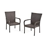 Christopher Knight Home CKH Outdoor Wicker Stackable Club Chairs, 2-Pcs Set, Multibrown
