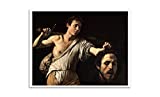 ArtsyCanvas David with The Head of Goliath - Michelangelo Merisi da Caravaggio - Most Expensive Paintings - 24x19 Matte Poster Print Wall Art