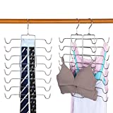 TOPIA HANGER Closet Organizer,Space Saving Hanger for Pajamas,Tops,Tanks,Cami,Bra,Strappy Dress,Belt etc,Pink 3 Packs - CT33P