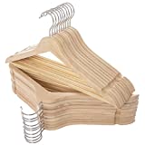 ELONG HOME Solid Wooden Hangers 30 Pack, Wood Suit Hangers with Extra Smooth Finish, Precisely Cut Notches & Chrome Swivel Hook, Wooden Clothes Hangers for Shirt Coat Jacket Dress, Natural