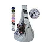 NATUYA Pet Dog Sling Carrier - Breathable Mesh Travel Safe Sling Bag Carrier for Dogs Cats-Hands Free Pet Bag-Buckle net Pocket pet Bag (Grey)