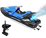 IOKUKI RC Boats for Kids & Adults with Spraying Function, 2.4G Remote Control Boat for Pools & Lakes with Rechargeable Toy Boat Battery / Dual Motors/ Low Power Prompt / Waterproof - Blue