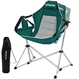 KingCamp Aluminum Alloy Hammock Swing Chair,Lightweight Foldable Portable Rocking Camping Chair with Headrest Adjustable Back,Recliner Outdoor Camp Chairs for Travel Sport Games Concert Garden (Green)