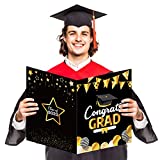 Haooryx 2022 Graduation Large Signature Guest Book Board Congrats Grad Congratulation Jumbo Greeting Card for Class of 2022 Student Graduation Party Supplies Personalized Sign Decoration (Black Gold)