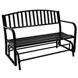 Sunnydaze Outdoor Glider Garden Bench - 50 Inch Black Park Bench - Durable Metal Porch Glider Seat - 2-Person Patio Furniture - Deck Swing - Perfect for Porch, Garden, Sunroom, Backyard or Deck