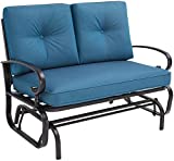 Oakmont Outdoor Loveseat Patio Swing Rocking Glider 2 Seats Metal Furniture Set for Patio, Garden, Yard, Porch w/Armrest, Resistant Cushions(Peacock Blue)