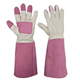 Rose Pruning Gardening Gloves for Men & Women, Thornproof Long Gauntlet Gloves, Pigskin Leather - Breathable & Durability (Medium)