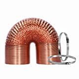 Hon&Guan 5 Inch Flexible Clothes Dryer Transition Duct, Hose Aluminum HVAC Ducting 6.56 Feet for Grow Room Tent Ventilation Cooling HVAC Heating or Dryers (Copper)