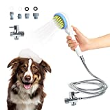 Tresperros Pet Shower Attachment,Dog Shower Attachment with Shower Hose& Adapter, Water Bath Brush for Dogs and Cats,Pet Grooming Bath Brush Bathing Tool for Dog Bathing Station