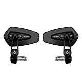 FENRIR CNC Aluminum Alloy Cafe Racer Black Motorcycle Bar End Mirrors Side Folding 22MM 7/8" inch Handlebar Mirror Universal Rear View For M6/M8 Standard Super Sport Naked Street Bike Scooter Minimoto