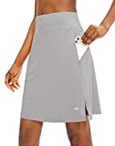 Viodia Women's 20" Knee Length Skorts Skirts Athletic Tennis Golf Skirt for Women Modest Sports Casual Summer Skirt with 5 Pockets Gray