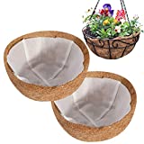 ANGTUO 2 Pack 10 Inch Coco Liners for Planter Hanging Basket with Non-Woven Fabric Lining Replacement Coconut Coir Fiber Lining Nonwoven Cloth Lining for Reduce Leakage of Soil and Water