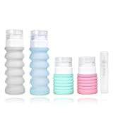 Collapsible Travel Size Bottles Portable Refillable Containers for Toiletries Shampoo Lotion Soap, Leak-Proof and TSA Approved, Ideal for Travel, Gym, Camping (Pack of 4)