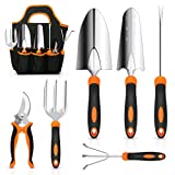 CHRYZTAL Garden Tool Set, Stainless Steel Heavy Duty Gardening Tool Set, with Non-Slip Rubber Grip, Storage Tote Bag, Outdoor Hand Tools, Ideal Garden Tool Kit Gifts for Women and Men