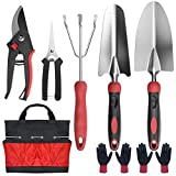 Garden Tool Set, Gardening Tools Alloy Steel Hand Tool Garden Tool Set for Women Kids Starter Kit with Garden Bag, Outdoor Tool, Heavy Duty Gardening Work Set with Ergonomic Handle, Gardening Tools