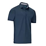 Mio Marino Golf Polo Shirts for Men - Dry Fit - Ultra-Thin Breathable Fabric - Navy - Large