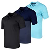 3 Pack:Mens Quick Dry Fit Polo Shirt Short Sleeve Golf Tennis Clothing Active Wear Athletic Performance Tech Sports Essentials Moisture Wicking Casual Dri-Fit T Shirts,Set 7-XXL