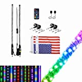 NOVSIGHT 2PCS 3FT LED Whip Lights with Flag Pole Remote Control 360 Spiral RGB Chase Light Offroad Warning Lighted IP67 Waterproof for UTV, ATV, Off Road, Truck, Sand