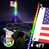 4ft LED Whip Lights with Flag, SWATOW INDUSTRIES Lighted Antenna Whip RGB LED Whip with Remote Control Off Road Dancing/Chasing Light LED Light Whip for UTV ATV RZR Can-Am Truck 4 Wheeler Dune Buggy