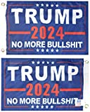 Trade Winds Trump 2024 No More BS Bullshit Blue Premium Quality Heavy Duty Fade Resistant 12x18 12"x18" Double Sided 100D Woven Poly Nylon Boat Flag Banner Grommets