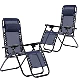 New Zero Gravity Chairs Case of 2 Lounge Patio Chairs Outdoor Yard Beach