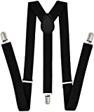 Trilece Black Suspenders for Men - Adjustable Size Elastic 1 inch Wide Y Shape Mens Suspender for Women Heavy Duty Clips-Suspenders for men under clothing-Hikers Hidden Suspenders (Black, 1)