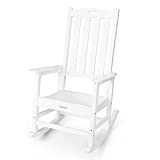 Cecarol Oversized Rocking Chair, Outdoor Patio Rocking Chair All Weather Resistent 34L 28W 47H with 385lbs Support, Easy to Assemble, Patio Rocker Chair with Smooth Rocking and Large Seat - White