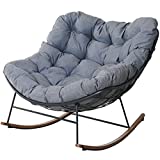 Grand Patio Indoor & Outdoor, Royal Rocking Chair, Padded Cushion Rocker Chair Outdoor for Front Porch, Garden, Patio, Backyard, Grey