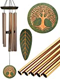 Sympathy Wind Chimes Outdoors  36-inch Large Memory Wind Chimes, Memorial Gift Chimes for Loved One, Tree of Life and Leaf Wind Chimes for Outside - Deep Tones