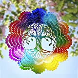 Hanging Wind Spinner - Stunning 12 Inch 3D Tree of Life Hanging Wind Spinners - Stylish Kinetic Spinner for Yard and Garden Art Decorations - Hanging Decor Wind Spinners Outdoor Metal