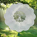 Wind Spinners 12 Inch Outdoor and Indoor Christmas Decorations, Halloween Decor,Stainless Steel Metal Wind Sculptures & Spinners (Tree)