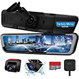 URVOLAX OEM 12" Mirror Dash Cam Voice Control,Car Backup Rear View Mirror Camera with Detached Front Lens,1296P Full HD Digital Rearview Dual Split Screen,Night Vision Sony Sensor,Parking Assist,GPS