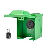 RVINGPRO 30 Amp 125 Volt RV Power Outlet Box, Enclosed Lockable Weatherproof Outdoor Electrical NEMA TT-30R Receptacle Panel, ETL Listed, Green