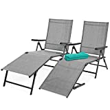 Best Choice Products Set of 2 Outdoor Patio Chaise Lounge Chair Adjustable Reclining Folding Pool Lounger for Poolside, Deck, Backyard w/Steel Frame, 250lb Weight Capacity - Gray
