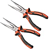 Edward Tools Pro-Grip Needle Nose Pliers 6(Pack of 2)- Carbon Steel Jaws - Spring Loaded Design for Easier Use - Ergo Soft Handle with Safety Ridge - Long Reach for Home, Fishing, Jewelry, Crafts
