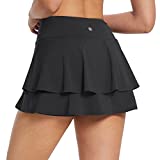 BALEAF Women's Tennis Skirts 14" High Waist Athletic Skorts Skirt with Pockets Running Sports Black M